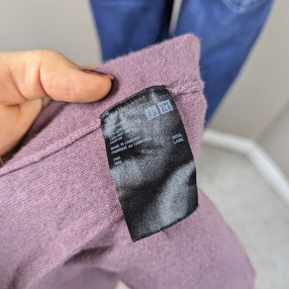 Uniqlo Extra Fine Merino Wool Crewneck Sweater – Mauve Purple Long Sleeve XS - Picture 6 of 7
